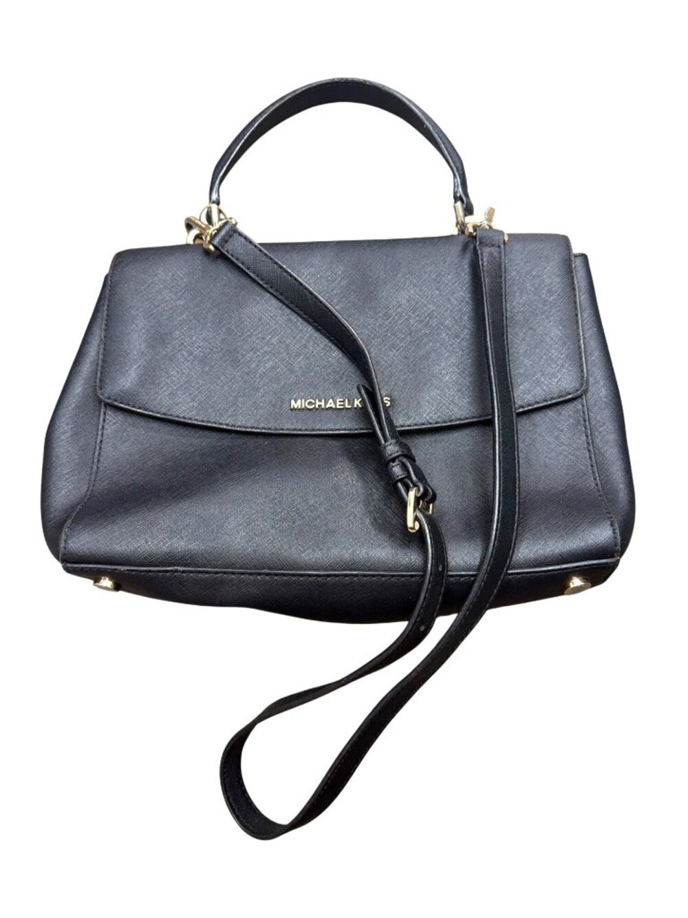 Michael Kors Black Ava Saffiano Leather Shoulder Bag